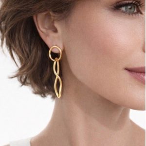 Orecchini Ovali artigianali in Bronzo Oro 18 kt I Design Contemporaneo Made in Italy